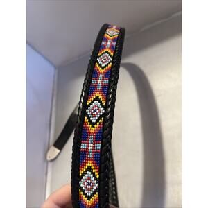 Brighton Western Belt Size 38 Black Leather Southwestern Beads 1991 festival